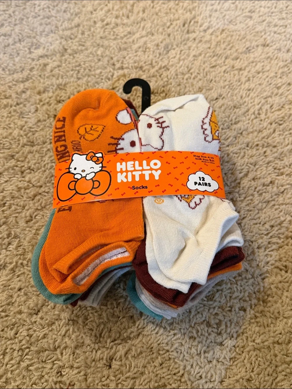 Hello Kitty Ankle Socks - Orange, White & Teal Accents